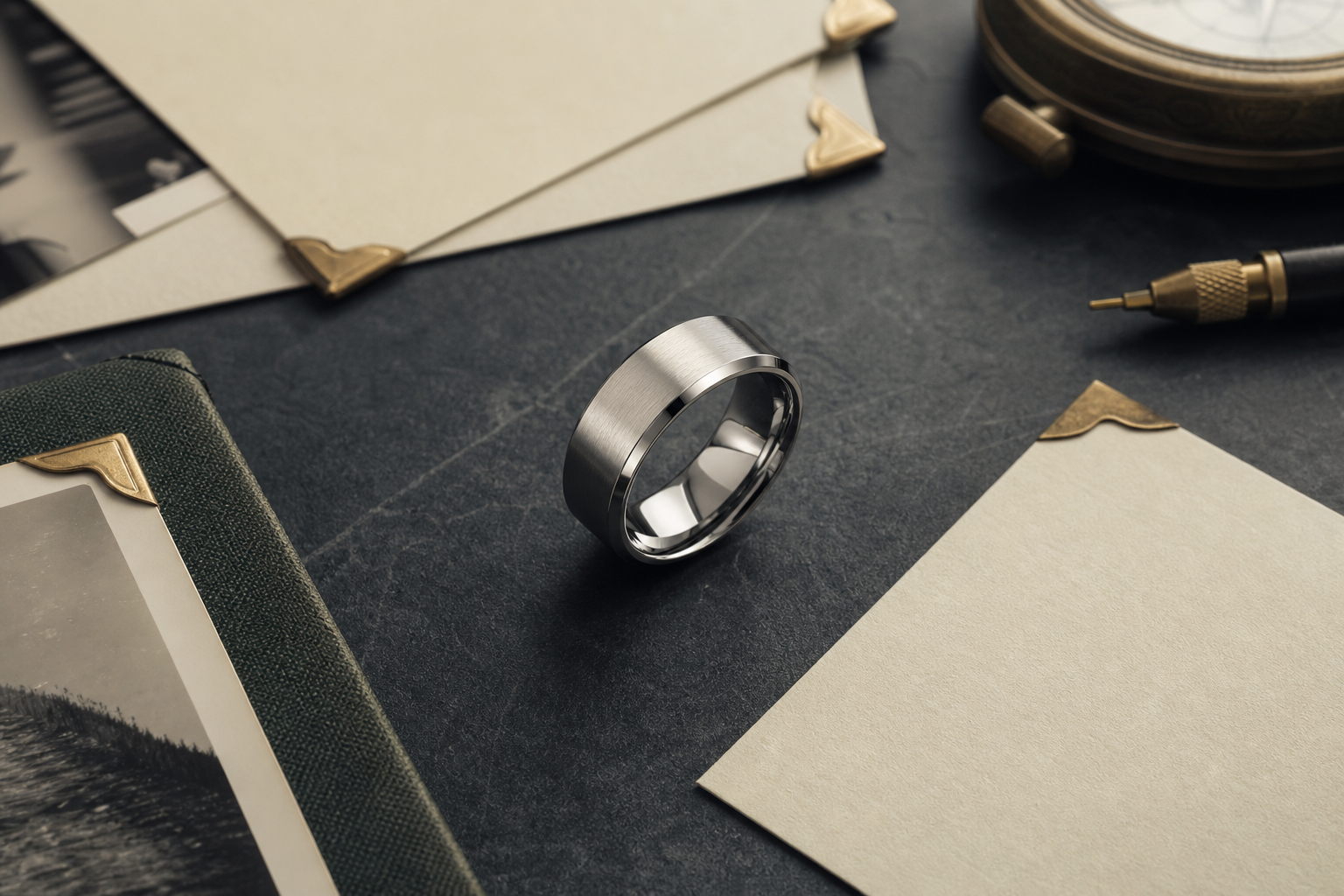 Premium design your own ring image with a silver ring and design planning cards